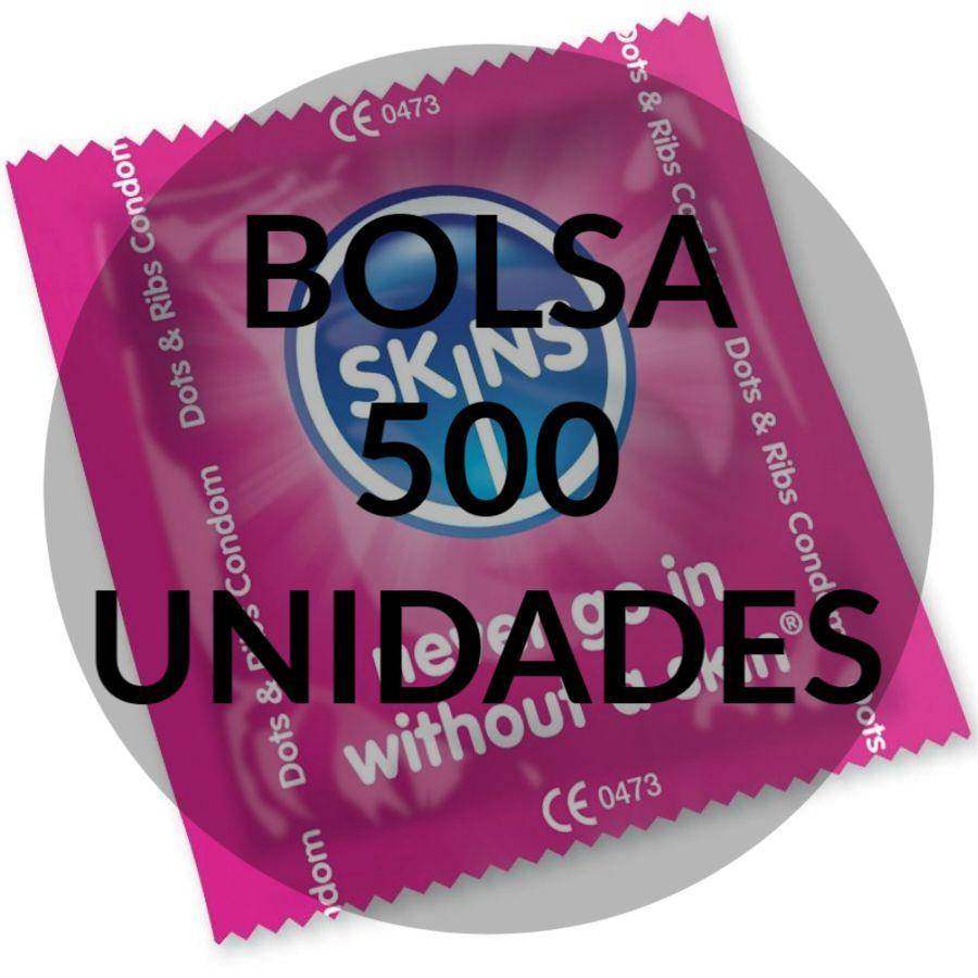 SKINS - KONDOME PUNKTE & STREIFEN BEUTEL 500 EINHEITEN - Vanelion Paradise