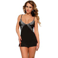 QUEEN LINGERIE - SCHWARZES. MIT BLUMEN BESTICKTES CHEMISE S/M - Vanelion Paradise