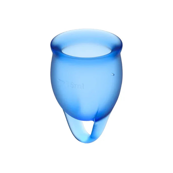 SATISFYER - FEEL CONFIDENT MENSTRUAL CUP DUNKELBLAU 15 + 20 ML - Vanelion Paradise