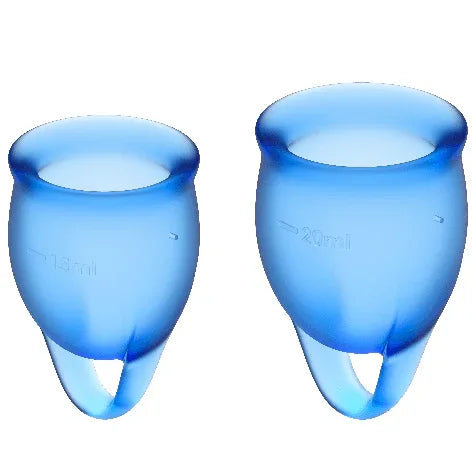 SATISFYER - FEEL CONFIDENT MENSTRUAL CUP DUNKELBLAU 15 + 20 ML - Vanelion Paradise