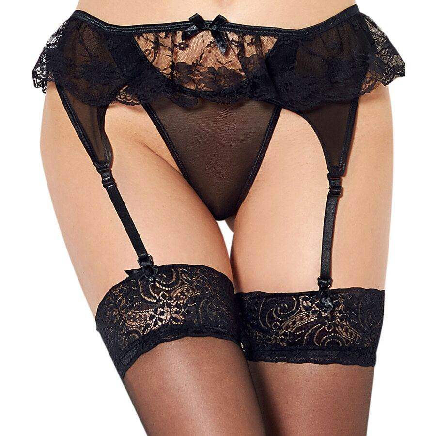 QUEEN LINGERIE - THONG MIT SCHWARZEM GARTER S/M - Vanelion Paradise