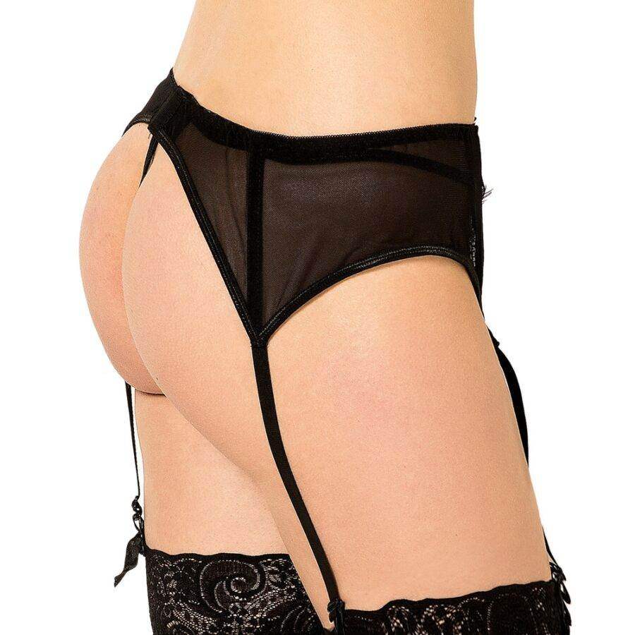 QUEEN LINGERIE - THONG MIT SCHWARZEM SPITZENSTRUMPFSTUMPF S/M - Vanelion Paradise