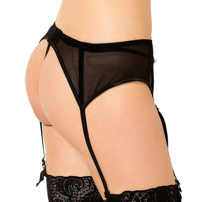 QUEEN LINGERIE - THONG MIT SCHWARZEM SPITZENSTRUMPFSTUMPF S/M