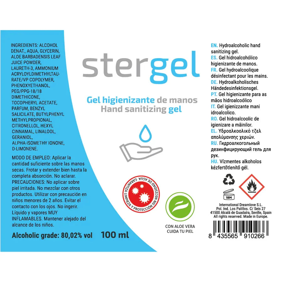STERGEL - HYDROALKOHOLISCHES HÄNDESANITISIERUNGSGEL ALOE VERA 100ML - Vanelion Paradise