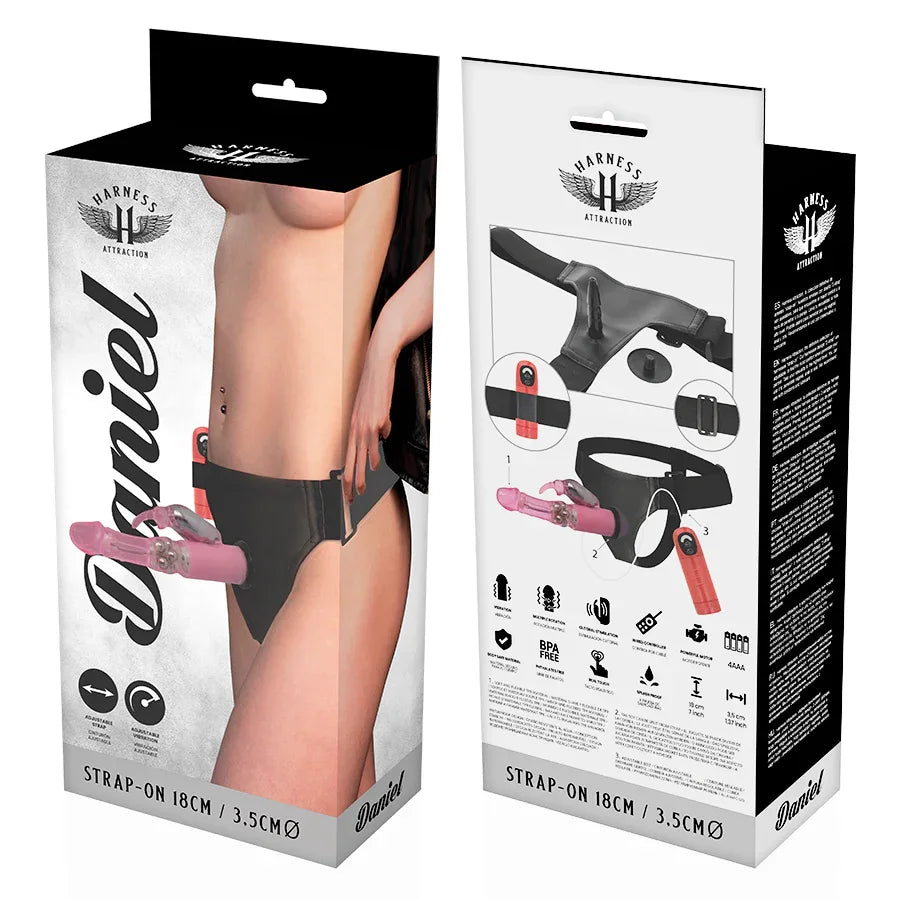 HARNESS ATTRACTION - RNES DANIEL MIT VIBRATION UND ROTATION 18 CM -O- 3.5 CM - Vanelion Paradise