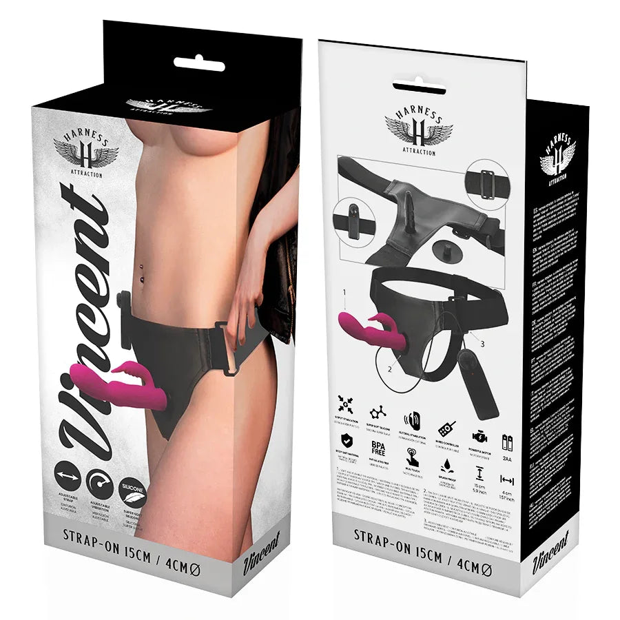 HARNESS ATTRACTION - RNES VIBRATOR KANINCHEN VINCENT 15 CM -O- 4 CM - Vanelion Paradise