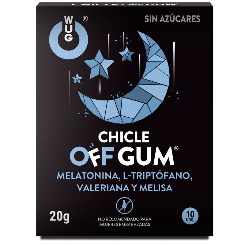 WUG GUM Schlafhilfe - Off Valerian, Tryptophan, Zitronenmelisse und Melatonin - 10 Stück - Vanelion Paradise