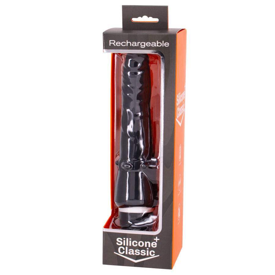 SEVEN CREATIONS - SCHWARZER WIEDERAUFLADBARER VIBRATOR 7V 20 CM - Vanelion Paradise