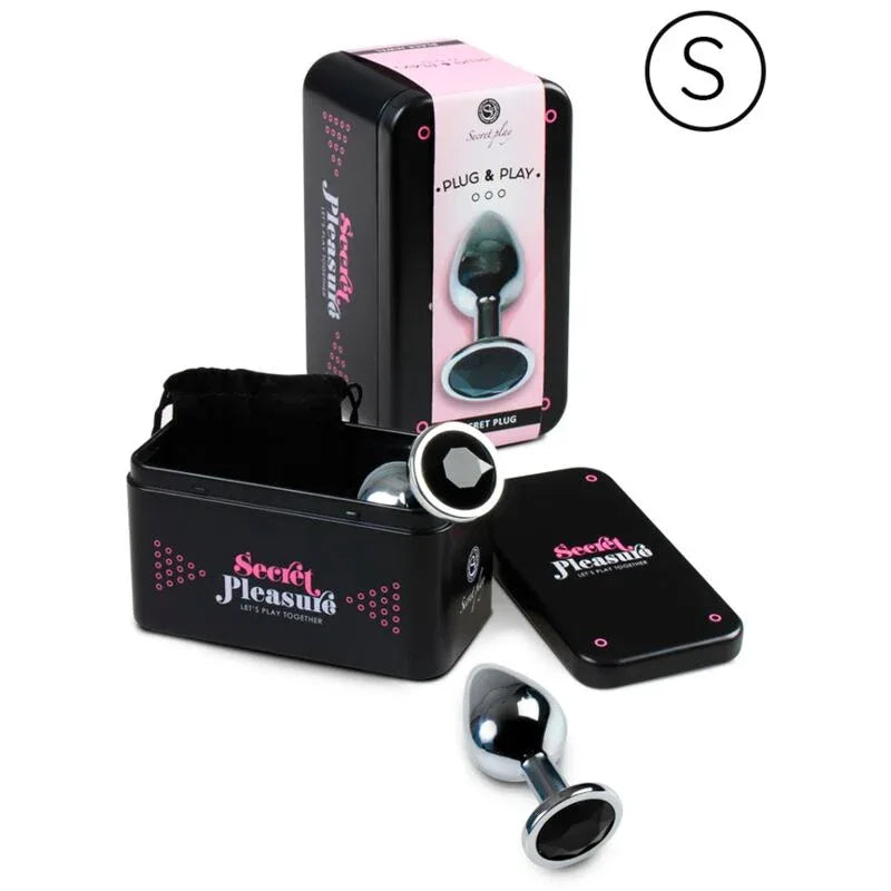 Secretplay Analplug Schwarz S – Metall, konisch, Kristall-Dekor, für Anfänger - Vanelion Paradise