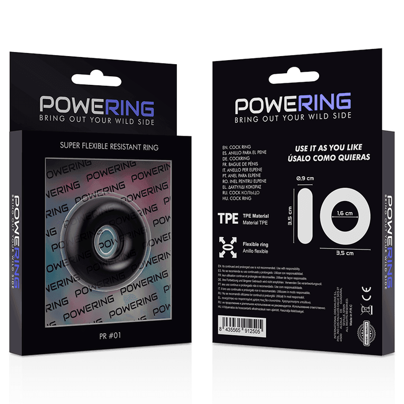POWERING - SUPER FLEXIBLER UND WIDERSTANDSFÄHIGER PENISRING 3,5 CM SCHWARZ - Vanelion Paradise