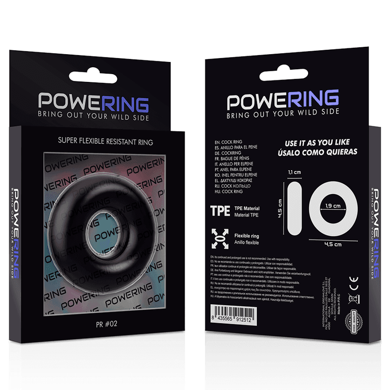 POWERING - SUPER FLEXIBLER UND WIDERSTANDSFÄHIGER PENISRING 4,5 CM SCHWARZ - Vanelion Paradise