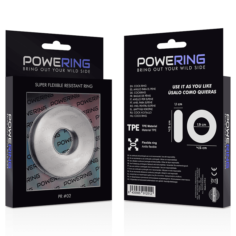 POWERING - SUPER FLEXIBLER UND WIDERSTANDSFÄHIGER PENISRING 4,5 CM KLAR - Vanelion Paradise