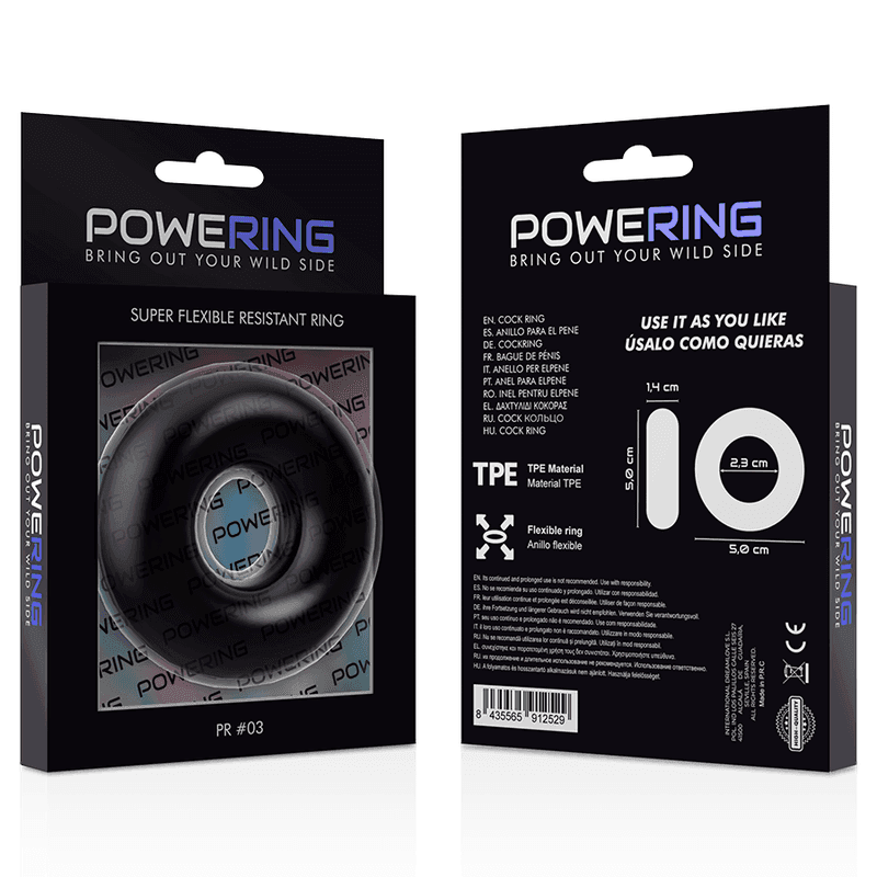 POWERING - SUPER FLEXIBLER UND WIDERSTANDSFÄHIGER PENISRING 5CM PR03 SCHWARZ - Vanelion Paradise