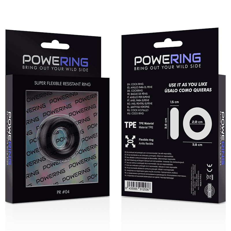 POWERING - SUPER FLEXIBLER UND WIDERSTANDSFÄHIGER PENISRING 3,8 CM PR04 SCHWARZ - Vanelion Paradise