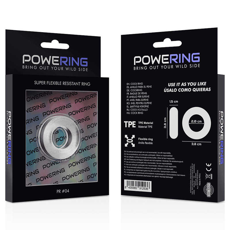 POWERING - SUPER FLEXIBLER UND WIDERSTANDSFÄHIGER PENISRING 3,8 CM PR04 KLAR - Vanelion Paradise