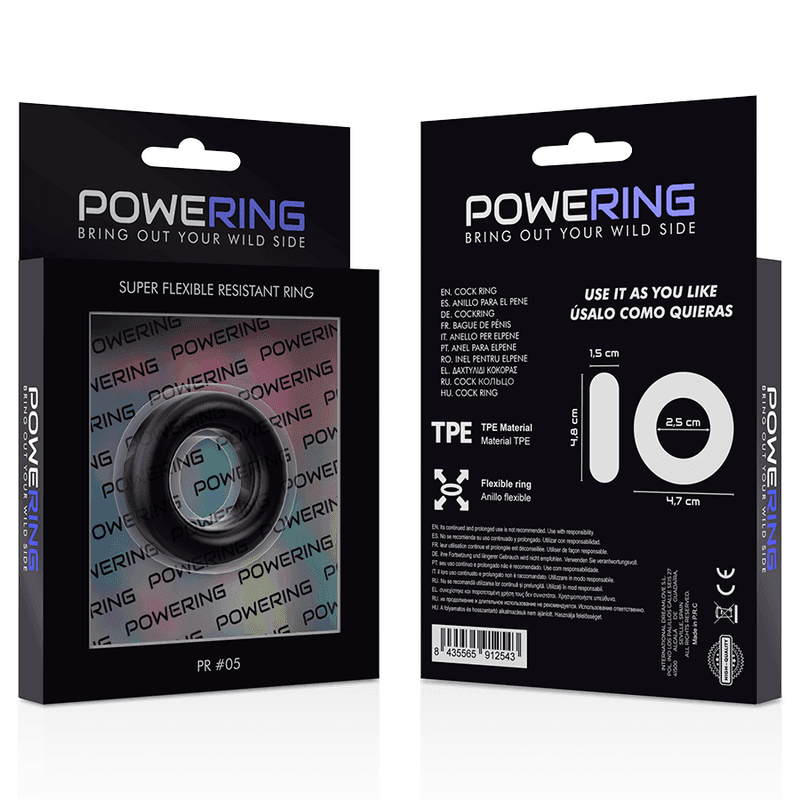 POWERING - SUPER FLEXIBLER UND WIDERSTANDSFÄHIGER PENISRING 4,8 CM PR05 SCHWARZ - Vanelion Paradise