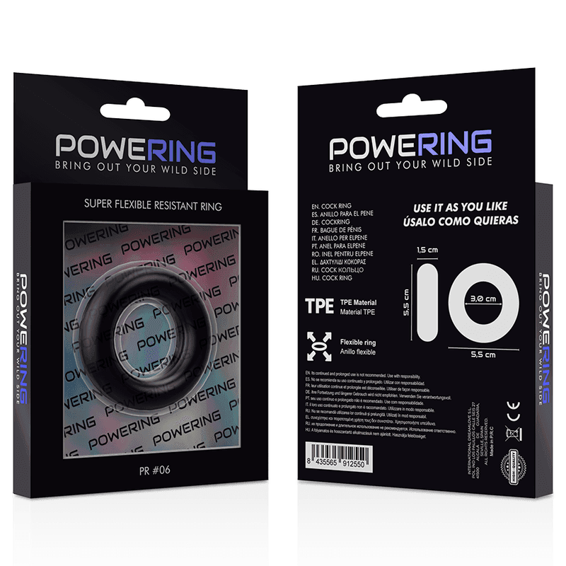 POWERING - SUPER FLEXIBLER UND WIDERSTANDSFÄHIGER PENISRING 5,5 CM PR06 SCHWARZ - Vanelion Paradise