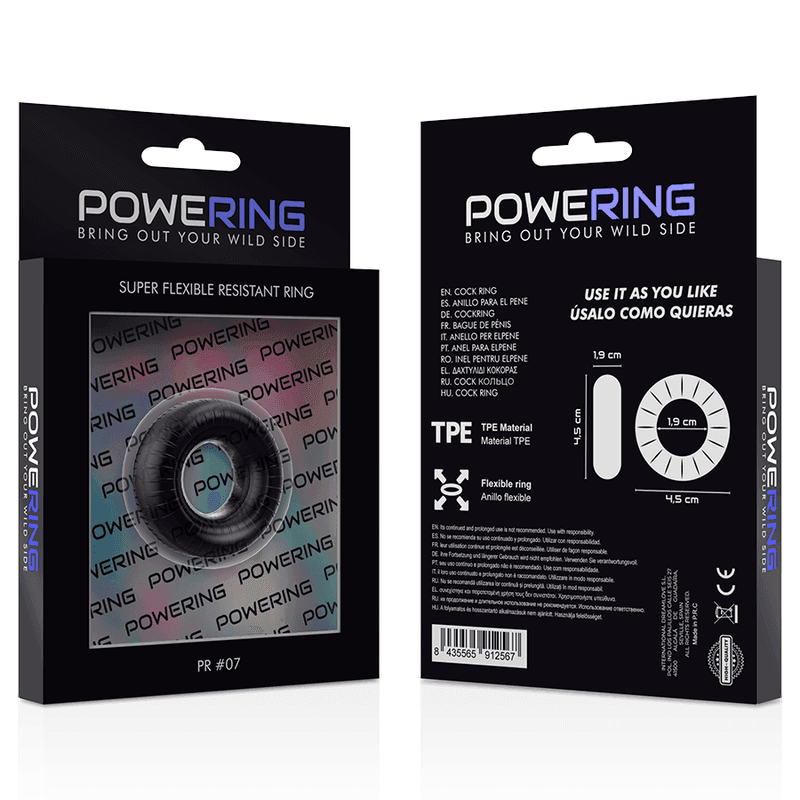 POWERING - SUPER FLEXIBLER UND WIDERSTANDSFÄHIGER PENISRING 4,5 CM PR07 SCHWARZ - Vanelion Paradise