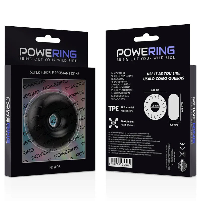 POWERING - SUPER FLEXIBLER UND WIDERSTANDSFÄHIGER PENISRING 5CM PR08 SCHWARZ - Vanelion Paradise