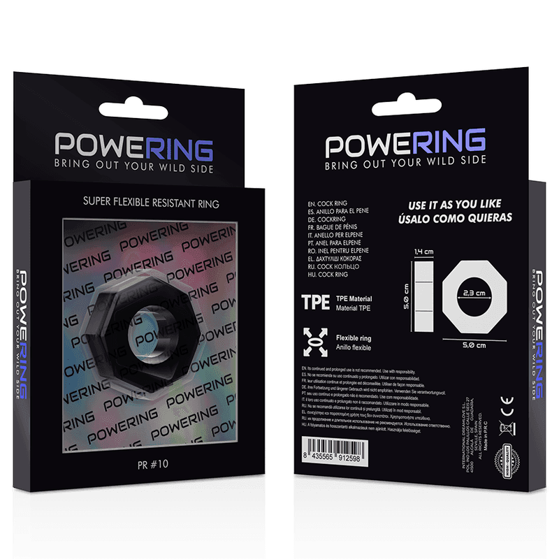POWERING - SUPER FLEXIBLER UND WIDERSTANDSFÄHIGER PENISRING 5CM PR10 SCHWARZ - Vanelion Paradise
