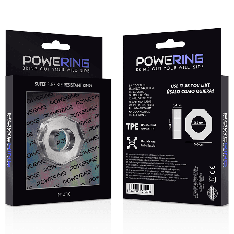 POWERING - SUPER FLEXIBLER UND WIDERSTANDSFÄHIGER PENISRING 5CM PR10 KLAR - Vanelion Paradise