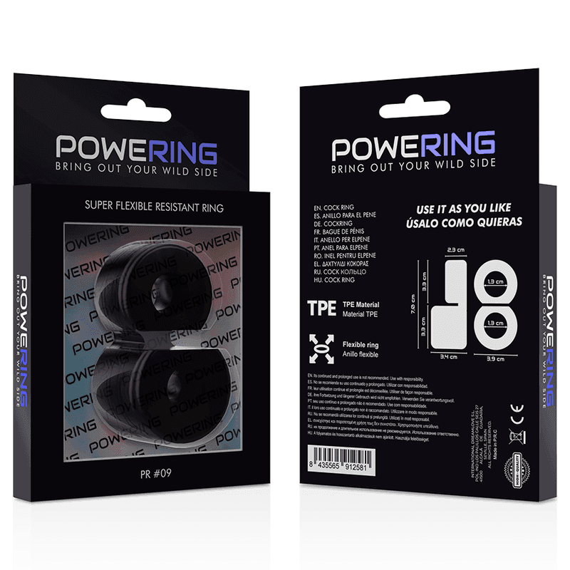 POWERING - SUPER FLEXIBLER UND WIDERSTANDSFÄHIGER DOPPEL-PENISRING PR09 SCHWARZ - Vanelion Paradise