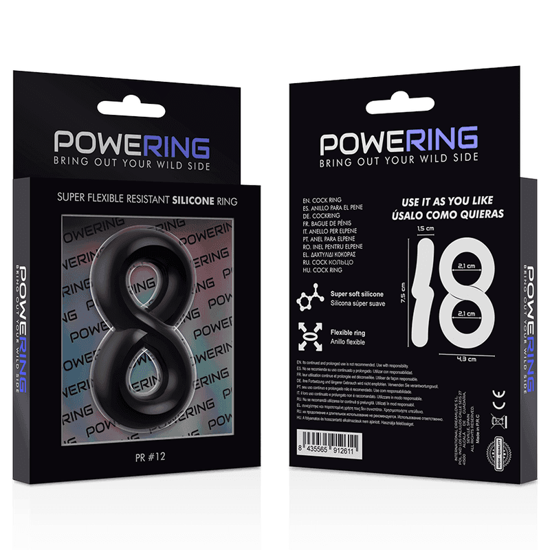 POWERING - SUPER FLEXIBLER UND WIDERSTANDSFÄHIGER PENIS- UND HODENRING PR12 SCHWARZ - Vanelion Paradise