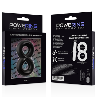 POWERING - SUPER FLEXIBLER UND WIDERSTANDSFÄHIGER PENIS- UND HODENRING PR12 SCHWARZ