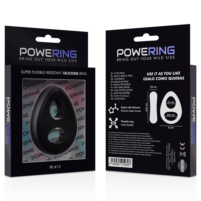 POWERING - SUPER FLEXIBLER UND WIDERSTANDSFÄHIGER PENIS- UND HODENRING PR13 SCHWARZ - Vanelion Paradise