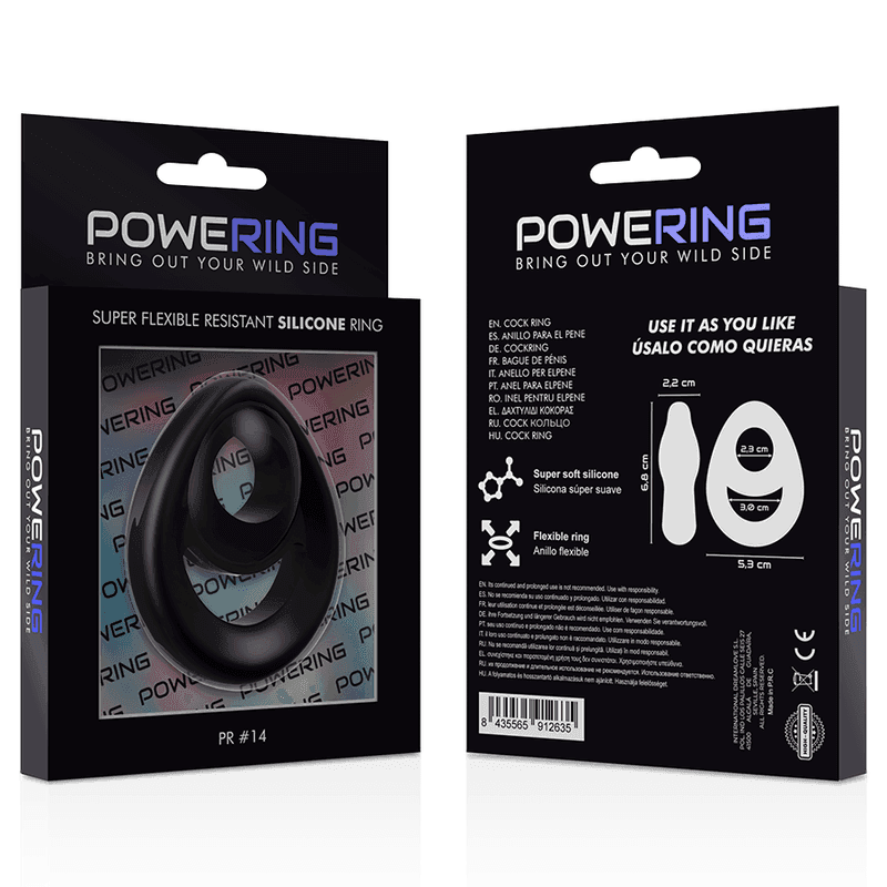 POWERING - SUPER FLEXIBLER UND WIDERSTANDSFÄHIGER PENIS- UND HODENRING PR14 SCHWARZ - Vanelion Paradise