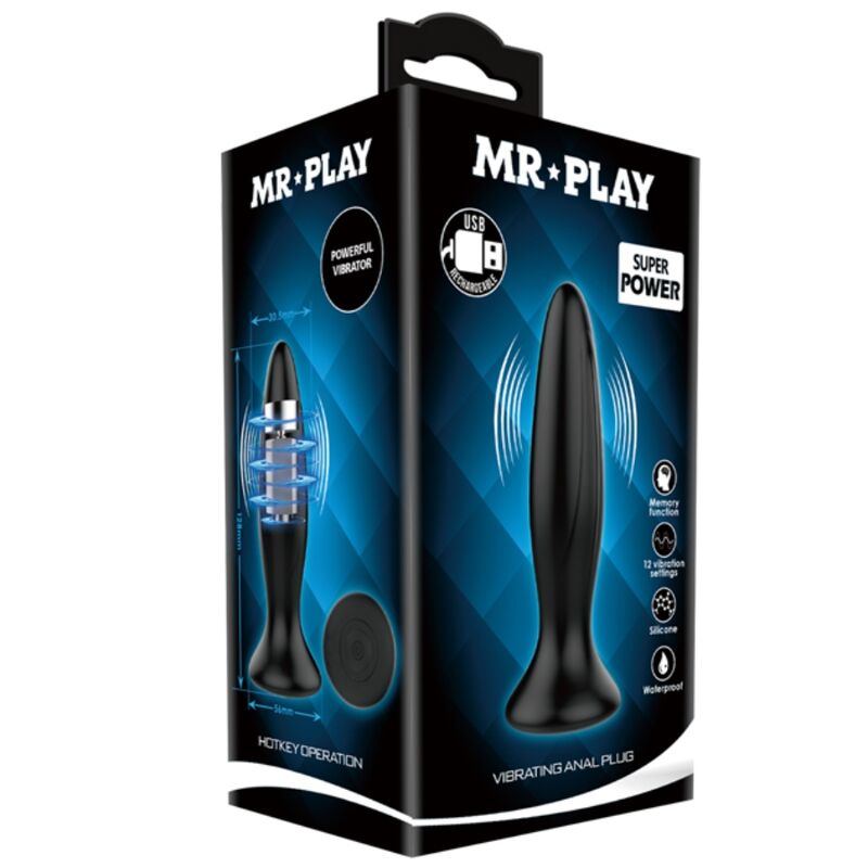 MR PLAY - WIEDERAUFLADBARER SCHWARZER VIBRATOR ANALSPLUG