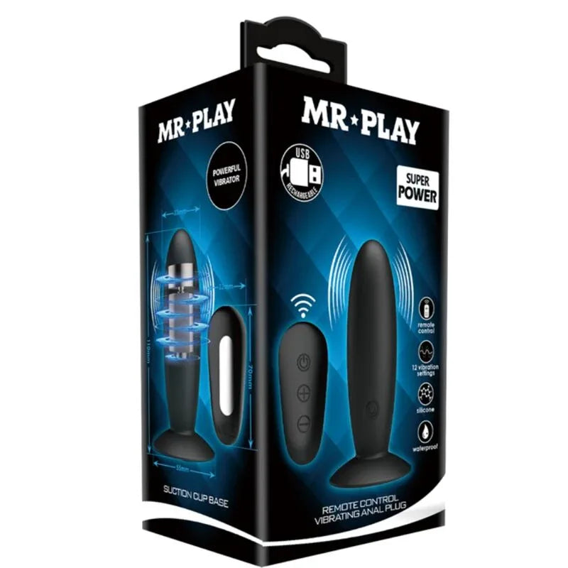 MR PLAY - ANALSTECKER MIT VIBRATION, SCHWARZE FERNBEDIENUNG - Vanelion Paradise