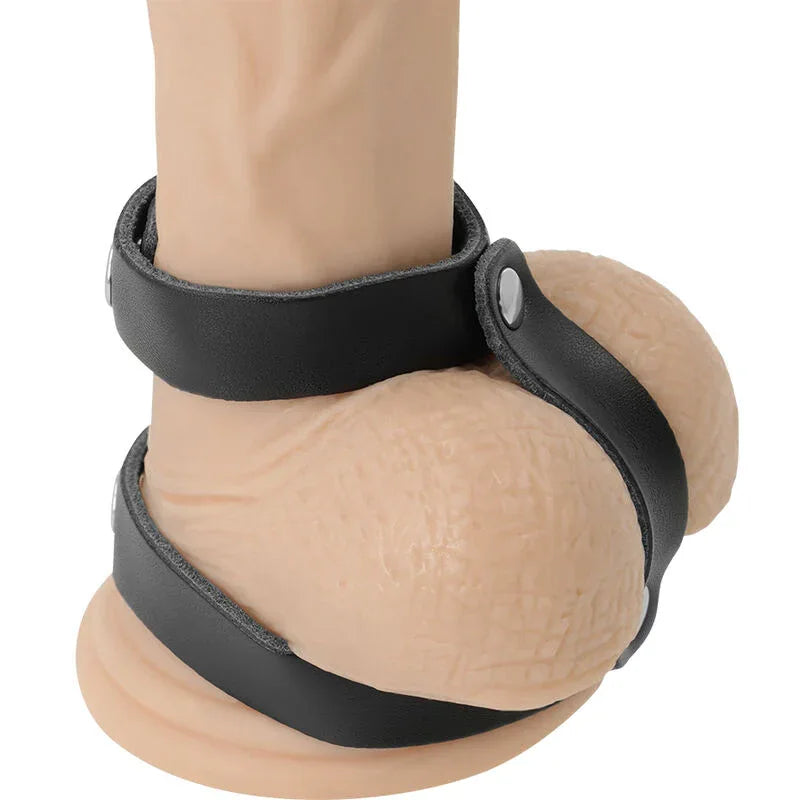 Verstellbarer Penis- & Hodenring aus Kunstleder – Darkness Cock Harness - Vanelion Paradise