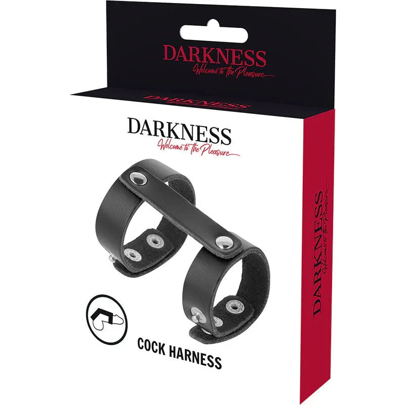 Verstellbarer Penis- & Hodenring aus Kunstleder – Darkness Cock Harness - Vanelion Paradise