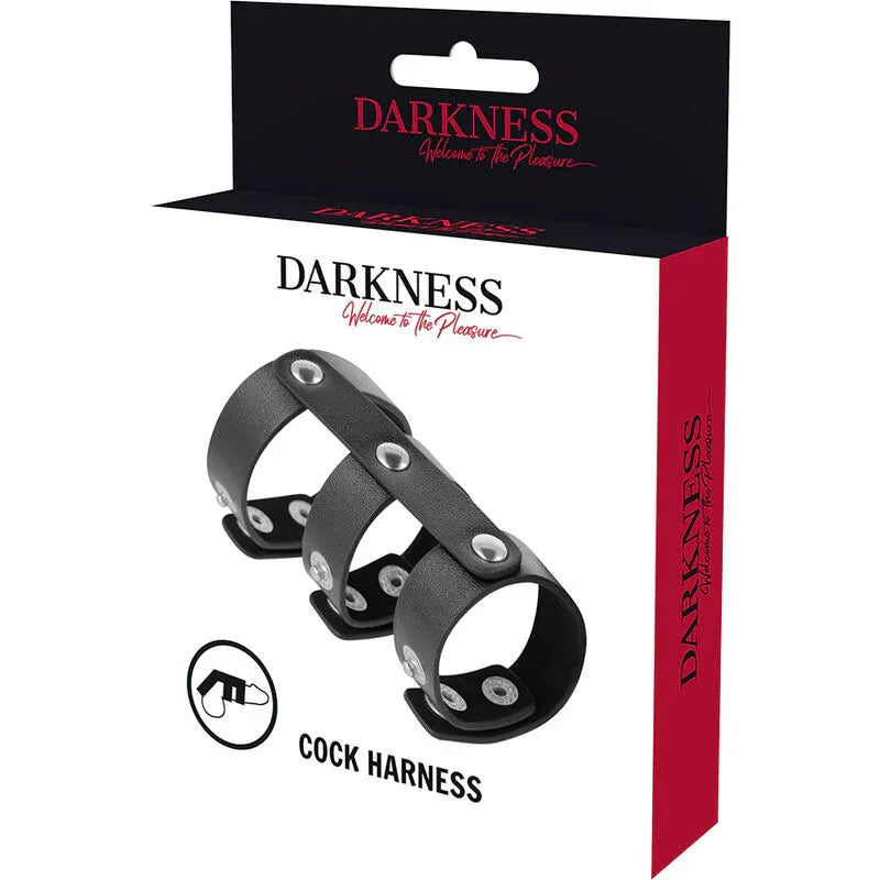 Doppel-Penis- & Hodenring verstellbar – Darkness Cock Harness Lederoptik - Vanelion Paradise