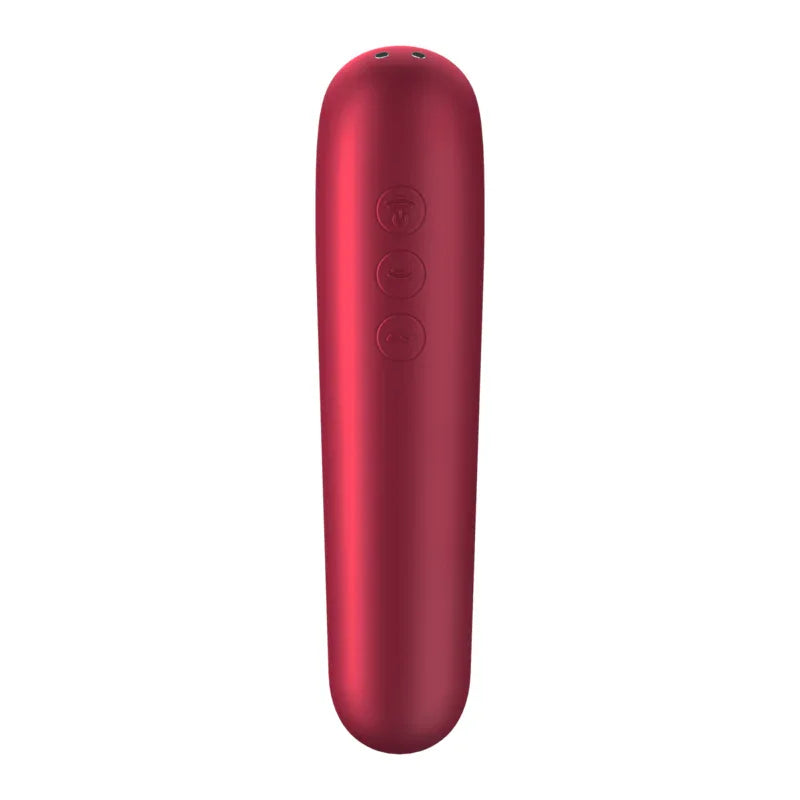 SATISFYER - DUAL LOVE VIBRATOR UND SAUGER MIT PULSIERTER LUFT ROT - Vanelion Paradise