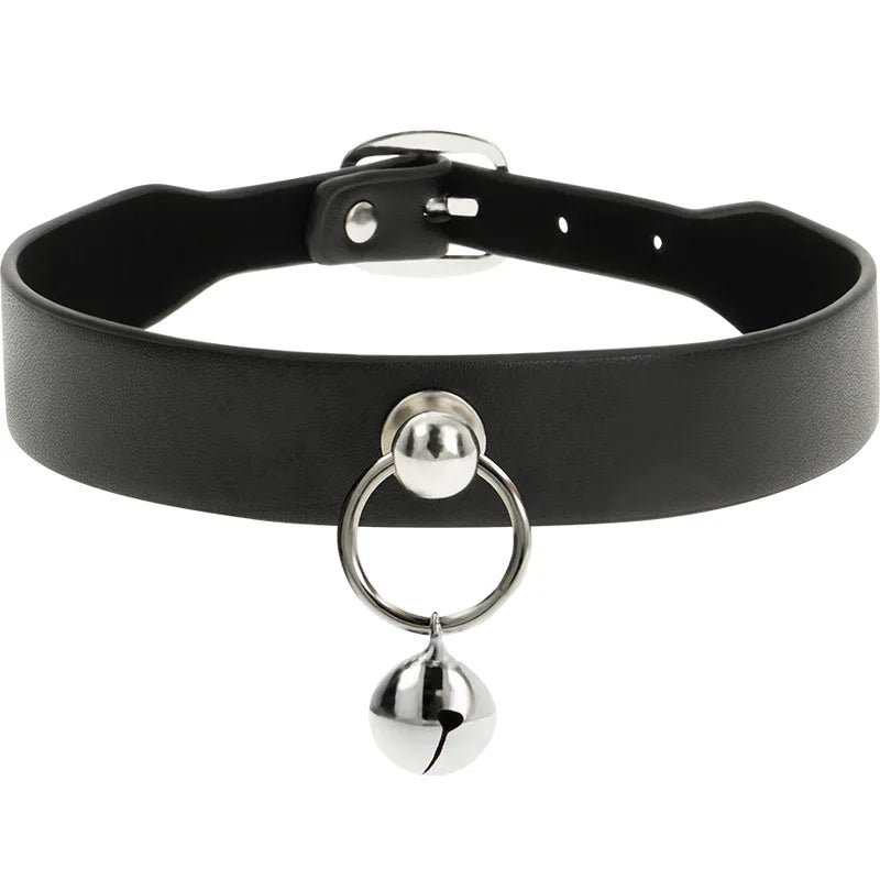 COQUETTE CHIC DESIRE - VEGANE LEDER-HALSKETTE DAMEN-ACCESSOIRE RASSEL/REIFEN - Vanelion Paradise