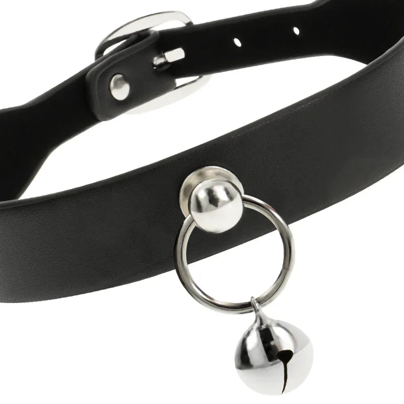 COQUETTE CHIC DESIRE - VEGANE LEDER-HALSKETTE DAMEN-ACCESSOIRE RASSEL/REIFEN - Vanelion Paradise
