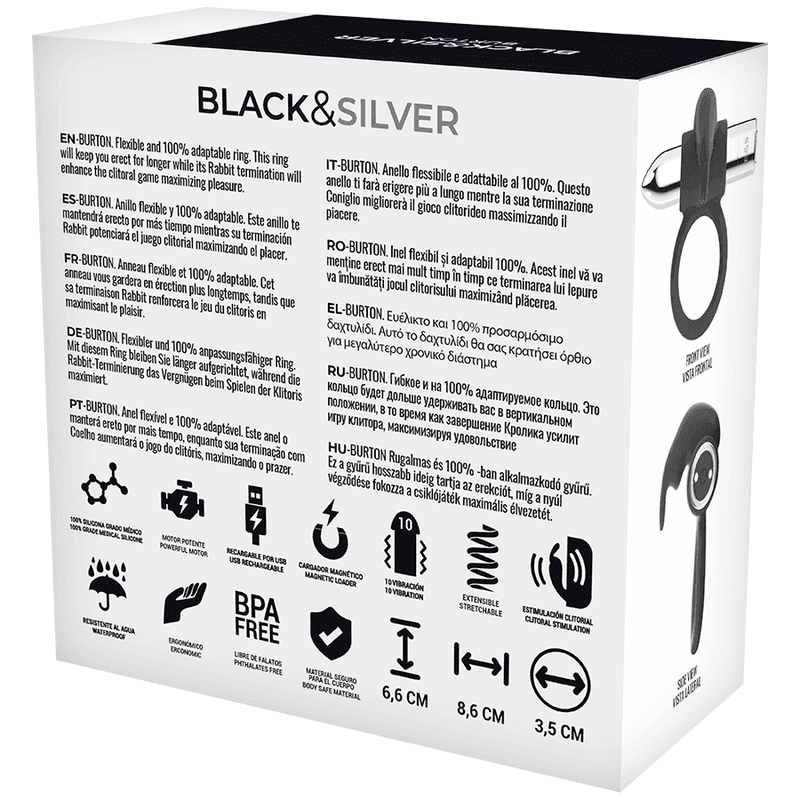 BLACK&SILVER - BURTON WIEDERAUFLADBARER RING 10 VIBRATIONSMODI - Vanelion Paradise
