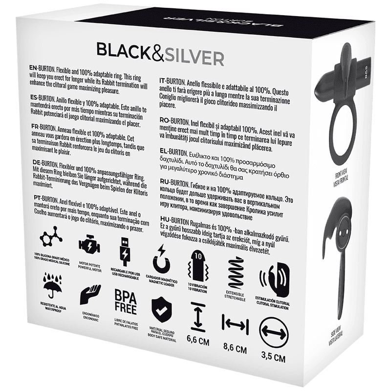 BLACK&SILVER - BURTON RING 10 VIBRATIONSMODI SCHWARZ - Vanelion Paradise