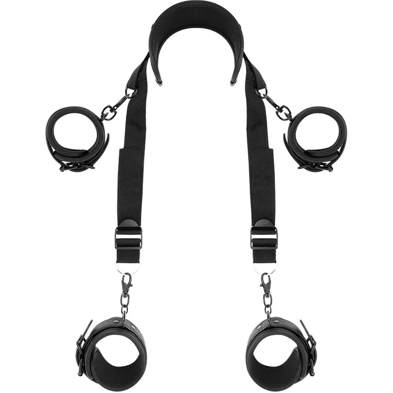 FETISH SUBMISSIVE Master-Position Set – veganes Leder & 4 Neopren-Fesseln - Vanelion Paradise