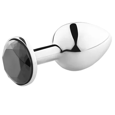 Secretplay Analplug Schwarz S – Metall, konisch, Kristall-Dekor, für Anfänger - Vanelion Paradise