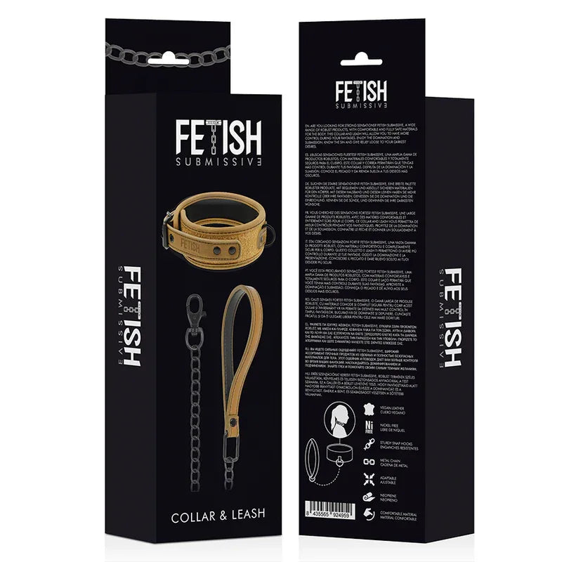 FETISH SUBMISSIVE ORIGEN - NEOPRENGEFÜTTERTE HALSKETTE MIT KETTE - Vanelion Paradise