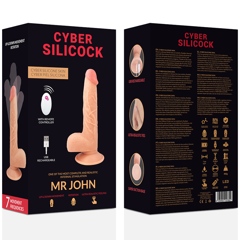 CYBER SILICOCK - FERNBEDIENUNG REALISTISCH MR JOHN 23.88 CM -O- 4.3 CM