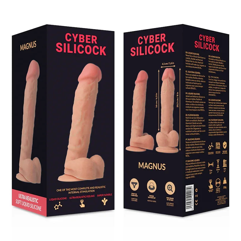 CYBER SILICOCK - ULTRA-REALISTISCHER. WEICHER FLÜSSIGER SILIKON-DONG 20.5 CM -O- 4.1 CM - Vanelion Paradise
