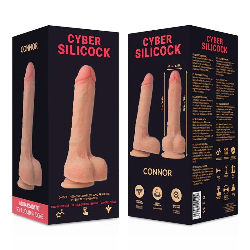 CYBER SILICOCK - CONNOR ULTRA REALISTISCHES. WEICHES FLÜSSIGE SILIKON 20.5 CM -O- 3.7 CM - Vanelion Paradise