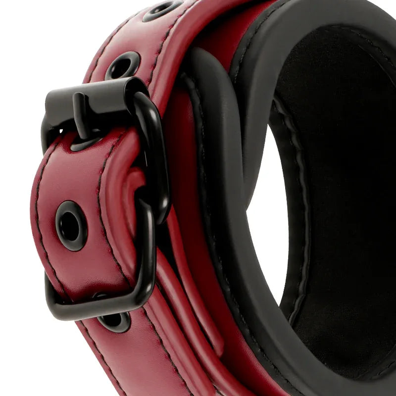 FETISH SUBMISSIVE DARK ROOM - HANDSCHELLEN AUS VEGANEM LEDER MIT NEOPRENFUTTER - Vanelion Paradise