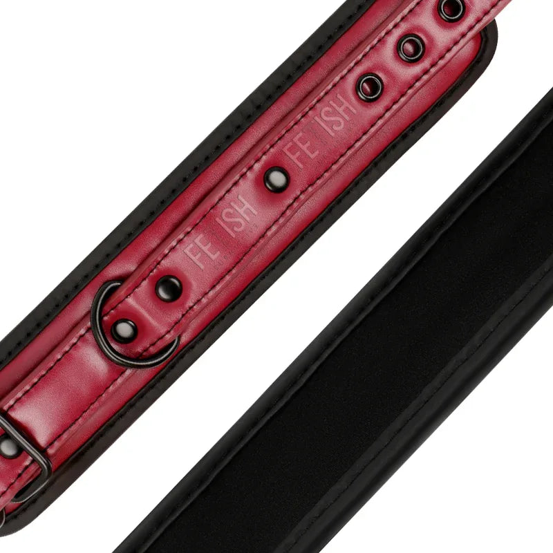 FETISH SUBMISSIVE DARK ROOM - KNÖCHELHANDSCHELLEN AUS VEGANEM LEDER MIT NEOPRENFUTTER - Vanelion Paradise