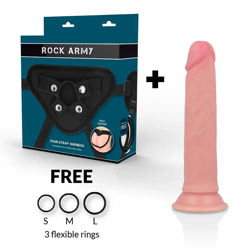 ROCKARMY - HARNESS + FLÜSSIGER SILIKONDILDO PREMIUM AVENGER 19 CM -O- 3.98 CM - Vanelion Paradise