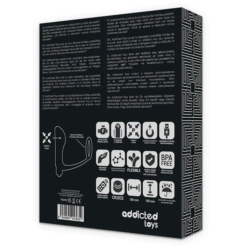 ADDICTED TOYS - PENISRING MIT FERNBEDIENUNG ANALPLUG SCHWARZ WIEDERAUFLADBAR - Vanelion Paradise